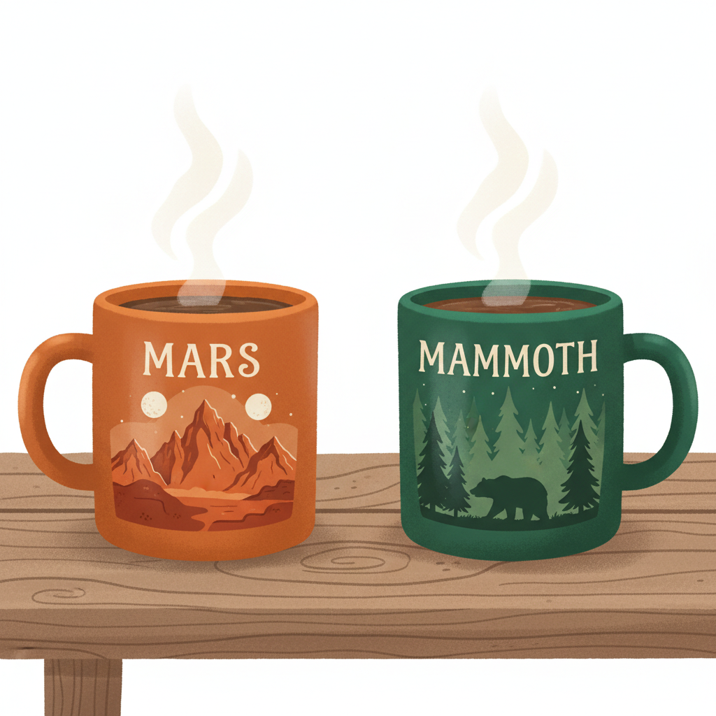 Mars and Mammoth Mug Pair